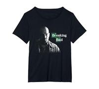 Breaking Bad Walter White with Logo Camiseta, Mujer Tallas Grandes, Negro, 5XL Grande