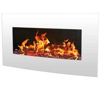 BREAKLING Chimenea eléctrica de Pared con calefacción, Efecto de Llama Leds - Chimenea Decorativa bajo Consumo - Mando a Distancia - 2000W - Blanco