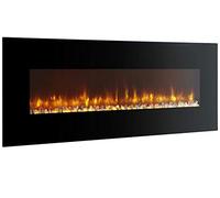 BREAKLING Chimenea eléctrica de pared con calefacción, Efecto de Llama LEDs - Chimenea decorativa bajo consumo - Mando a distancia - 2000W - Negro