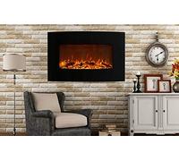 BREAKLING Chimenea eléctrica de pared "Venezia" con calefacción, Efecto de Llama LEDs - Chimenea decorativa bajo consumo - Mando a distancia - 2000W - Negro