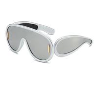 Breaksun Gafas de sol de moda para mujeres y hombres, gafas de sol de gran tamaño con espejo plateado futurista estilo diseñador, A1 Plata/Espejo Plata, MM