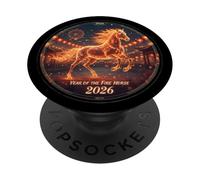 Breakthrough Fire Horse Dynamic 2026 Diseño de Año Nuevo Lunar PopSockets PopGrip Adhesivo
