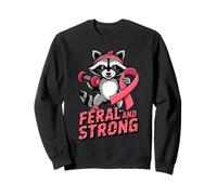 Breast Cancer Awareness Feral and Strong Gym Raccoon Ribbon Sudadera