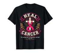 Breast Cancer Awareness Month He Can Heal Christian God Camiseta gráfica económica