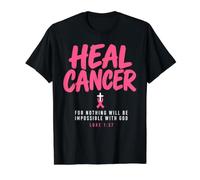Breast Cancer Awareness Month He Can Heal Christian God Camiseta gráfica económica, Hombre, Negro, S