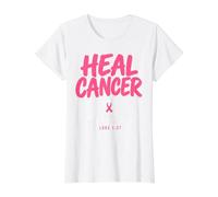Breast Cancer Awareness Month He Can Heal Christian God Camiseta gráfica económica, Mujer, Blanco, M