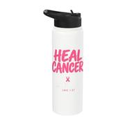 Breast Cancer Awareness Month He Can Heal Christian God Stainless Steel Insulated Water Bottle