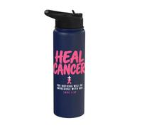Breast Cancer Awareness Month He Can Heal Christian God Stainless Steel Insulated Water Bottle