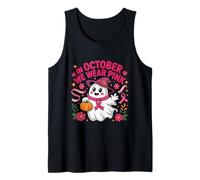 Breast Cancer in October We Wear Pink Cute Ghost Halloween Camiseta sin Mangas