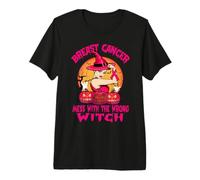Breast Cancer Mess with The Wrong Witch Halloween Ribbon Camiseta Premium