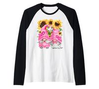 Breast Cancer Survivor GNOME For Grandparents Cute Sunflower Camiseta Manga Raglan