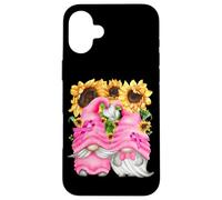Breast Cancer Survivor GNOME For Grandparents Cute Sunflower Carcasa para iPhone 16 Plus