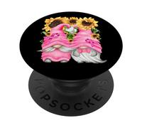 Breast Cancer Survivor GNOME For Grandparents Cute Sunflower PopSockets PopGrip Adhesivo