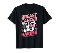 Breast Cancer Took A Shot I Shot Back Harder Funny Awareness Camiseta