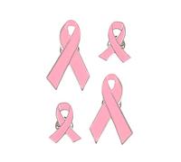 Breast Ribbon Badge Pin Brooch Set 4pcs Lapel Pins Pink Ribbons for Women Girls