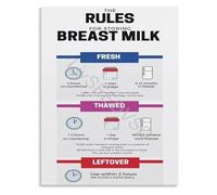Breastfeeding Resource Poster Safe Breast Milk Storage Chart Canvas for Nursing Mothers Room Decor(Framed,16x24inch(40x60cm))