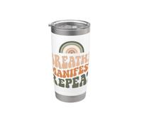Breath Manifest Repeat Yoga Manifesting Affirmation Vaso térmico de acero inoxidable de doble pared