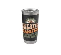 Breath Manifest Repeat Yoga Manifesting Affirmation Vaso térmico de acero inoxidable de doble pared