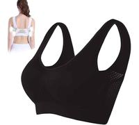 Breathable Anti-Sagging Breasts Bra, Breathable Cool Lift Up Air Bra,Wireless Comfort Liftup Bra,Anti Sagging Push Up Bra (Black, L)