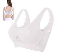 Breathable Anti-Sagging Breasts Bra, Breathable Cool Lift Up Air Bra,Wireless Comfort Liftup Bra,Anti Sagging Push Up Bra (White, L)