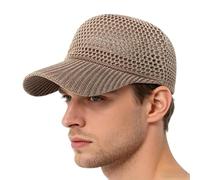 Breathable Baseball Hat, Knitted Headgear Cap, Wide Brim Sun Protection with Lightweight Material, Summer Sports Hat, Outdoor Activity Cap with Comfortable Fit, Travel Gear Kit for Men Youth, caqui