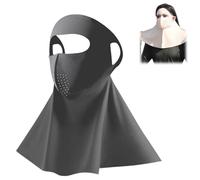 Breathable & Cooling Full Face Sun Mask with Neck Cover,UV Protection Ice Silk Cool Face Mask with Highly Elastic Ear Straps (Dark Gray)