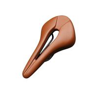 Breathable Hollow PU Leather Bicycle Saddle, Soft Comfortable One-Piece Cushion for MTB & Road Bikes/340(Light Brown)