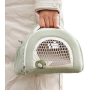 Breathable Mesh Hamster Carrier, Portable Hamster Travel Cage, Lightweight Hamster Outdoor Carrier, Zippered Hamsters Carry Cage 9.45x7.48x6.69 for Bunny, Hedgehog, Small Animal (Pink, Green)