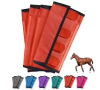Breathable Mesh Horse Flyproof Leggings, Bites Proof Horse Fly Boots Set of 4, Shoofly Boots Set for Horses with Lightweight Mesh for Adjustable and Universal (Orange)