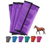 Breathable Mesh Horse Flyproof Leggings, Bites Proof Horse Fly Boots Set of 4, Shoofly Boots Set for Horses with Lightweight Mesh for Adjustable and Universal (Purple)