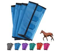 Breathable Mesh Horse Flyproof Leggings, Bites Proof Horse Fly Boots Set of 4, Shoofly Boots Set for Horses with Lightweight Mesh for Adjustable and Universal (Blue)