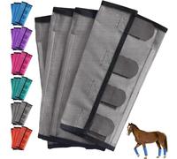 Breathable Mesh Horse Flyproof Leggings, Comfortable Fly Boots for Horses Set of 4, Stay-On Comfortable Tear-Resistant Leg Guard with Lightweight Mesh for Adjustable and Universal (Gray)