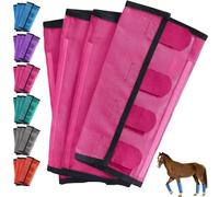 Breathable Mesh Horse Flyproof Leggings, Comfortable Fly Boots for Horses Set of 4, Stay-On Comfortable Tear-Resistant Leg Guard with Lightweight Mesh for Adjustable and Universal (Pink)