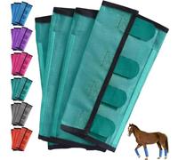 Breathable Mesh Horse Flyproof Leggings, Comfortable Fly Boots for Horses Set of 4, Stay-On Comfortable Tear-Resistant Leg Guard with Lightweight Mesh for Adjustable and Universal (Green)