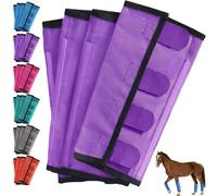Breathable Mesh Horse Flyproof Leggings, Comfortable Fly Boots for Horses Set of 4, Stay-On Comfortable Tear-Resistant Leg Guard with Lightweight Mesh for Adjustable and Universal (Purple)