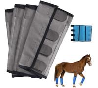 Breathable Mesh Horse Flyproof Leggings,Fly boots for horses set of 4,Tear-Resistant Bites Proof Horse Fly Boots,Adjustable Leg Wraps for Preventing Flies Mosquitoes Bite (grey)