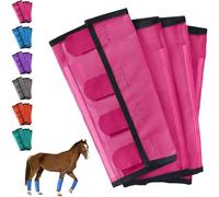 Breathable Mesh Horse Flyproof Leggings, Horse Fly Boots, Fly Boots for Horses Set of 4, Stay-On Comfortable Tear-Resistant Leg Guards for Adjustable and Universals (Pink)