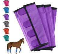 Breathable Mesh Horse Flyproof Leggings, Horse Fly Boots, Fly Boots for Horses Set of 4, Stay-On Comfortable Tear-Resistant Leg Guards for Adjustable and Universals (Purple)