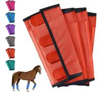 Breathable Mesh Horse Flyproof Leggings, Horse Fly Boots, Fly Boots for Horses Set of 4, Stay-On Comfortable Tear-Resistant Leg Guards for Adjustable and Universals (Orange)