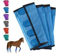 Breathable Mesh Horse Flyproof Leggings, Horse Fly Boots, Fly Boots for Horses Set of 4, Stay-On Comfortable Tear-Resistant Leg Guards for Adjustable and Universals (Blue)