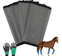 Breathable Mesh Horse Flyproof Leggings,Loose-Fitting Fly Boots for Horses Set of 4,Horses Protective Gear Legging Leg Non Slip Bandages,Equine Boot for Reduces Stomping