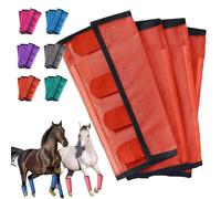 Breathable Mesh Horse Flyproof Leggings, Shoofly Leggings for Horses for Preventing Flies and Mosquitoes Bites, Mesh Horse Fly Boots Set of 4 for Hoof Damage & Leg Fatigue (Orange)