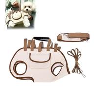 Breathable Multi-Function Pet Carrier Backpack, Adjustable Full-Body Harness with Traction Leash, Outdoor Walking & Travel with Safety Lock, for Small to Medium Dogs & Cats (Beige,Large)