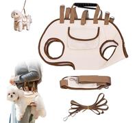 Breathable Multi-Function Pet Carrier Backpack-Adjustable Full-Body Harness with Traction Leash, Outdoor Walking & Travel with Safety Lock, for Small to Medium Dogs & Cats (Beige,Medium)