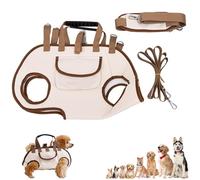 Breathable Multi-Function Pet Carrier Backpack, Portable Breathable Pet Carrier Sling for Dogs Cats, Adjustable Full-Body Harness Leash, Crossbody Car-Friendly Walking Travel (Beige,Large)