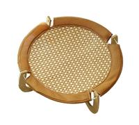 Breathable Rattan Pet Bed for Cats and Puppies - Scratch-Resistant Raised Wooden Base Cat Lounge with Removable Cool Cushion, Durable Pet Bed for Kittens, Comfortable Cooling Supplies Indoor