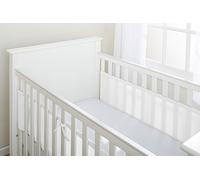 BreathableBaby Forro de malla transpirable para cunas, cubre 2 lados, clásico, 3 mm, blanco, 2 paneles, una sola capa sin relleno, más seguro que un parachoques de cuna, probado en seguridad del Reino Unido y la UE