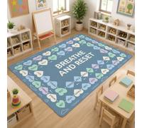 Breathe - Alfombra rectangular moderna y minimalista para reinicio de la atención plena, color azul, estética, para el hogar, sala de aprendizaje, decoración de sala de aprendizaje, 5 x 7 pies