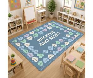Breathe - Alfombra rectangular moderna y minimalista para reinicio de la atención plena, color azul, estética, para el hogar, sala de aprendizaje, decoración de sala de aprendizaje, 5 x 7 pies