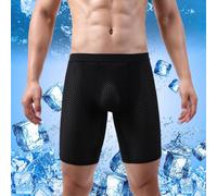 Breathe Easy with Men's Long Leg Boxer Shorts in Soft Ice Silk Material (XL Negro)